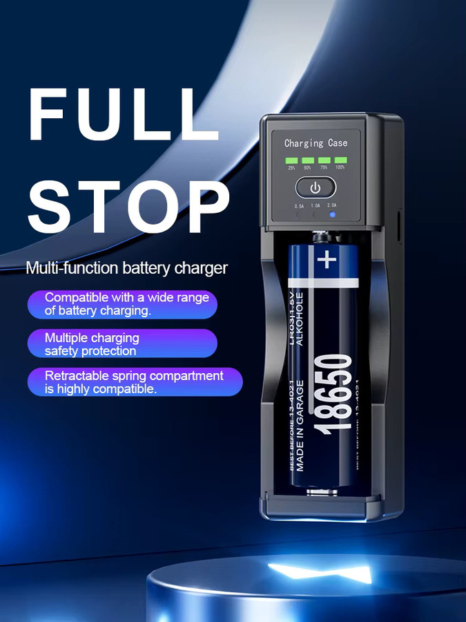 Olaf USB Akku Ladegerät für Li-Ion IMR INR ICR Batterien in Schwarz mit USB-A und USB-C Anschluss - Bild 2