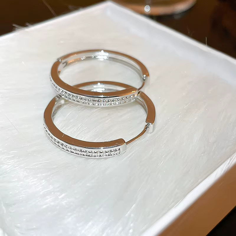 Huitan Metall Creolen, Silber, Zirkonia, Damen - Bild 2