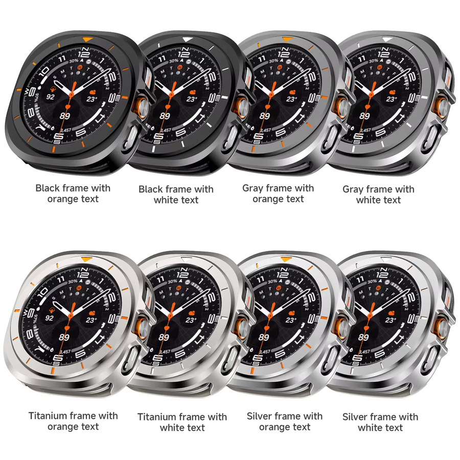 CAOWTAN Sturzsicherer Rahmenschutz aus hartem PC für Samsung Galaxy Watch 7 Ultra 47mm in Silver und Orange - Bild 5