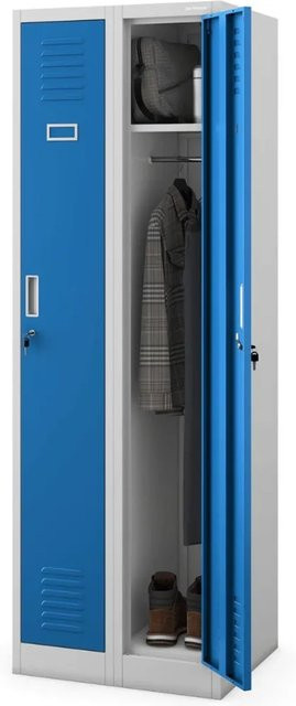 JAN NOWAK Umkleideschrank KACPER Spind mit 2 Abteilen aus Stahl in Grau-Blau, H: 180 cm, B: 60 cm, T: 50 cm - Bild 1