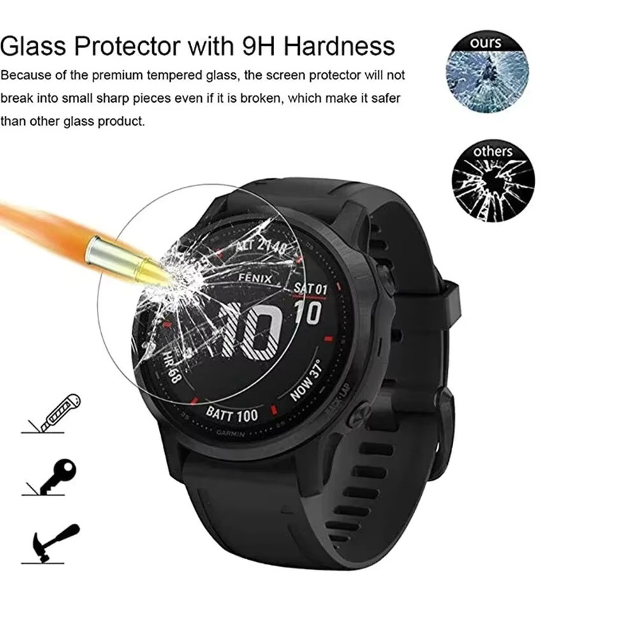 2er-Set Gehärtetes Glas Displayschutzfolie für Garmin Fenix 6, 6S, 6X sowie Fenix 7, 7S, 7x Sapphire und 7x Solar, Transparent - Bild 3