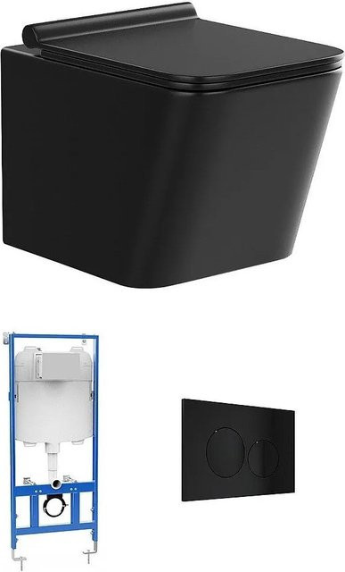 Vente-unique Hänge-WC Clemona aus Keramik in Schwarz, Breite: 35,5 cm - Bild 1