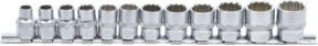 BGS Steckschlüssel-Einsatz-Satz 12-teilig aus Chrome Vanadium, Zwölfkant mit 3/8 Zoll Innenvierkant Antrieb, SW 8 - 19 mm, Farbe Silber - Bild 1