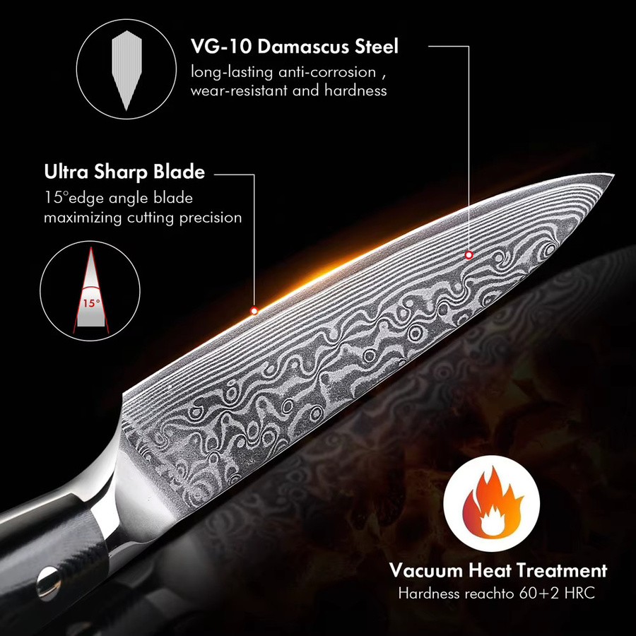 YIZEMA Damaststahl Küchenmesser Utility Knife mit Holzgriff für Fleisch, Gemüse und Obst - Bild 4