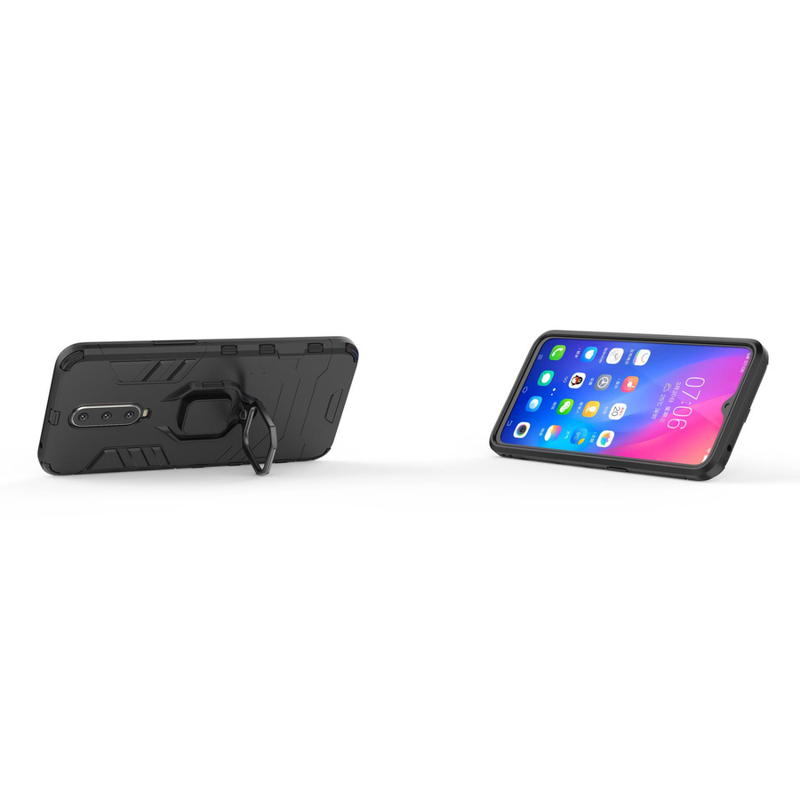 Stoßfeste Schutzhülle für Xiaomi Pocophone F1 mit Magnetring und Halterung in Schwarz oder Transparent - Bild 3