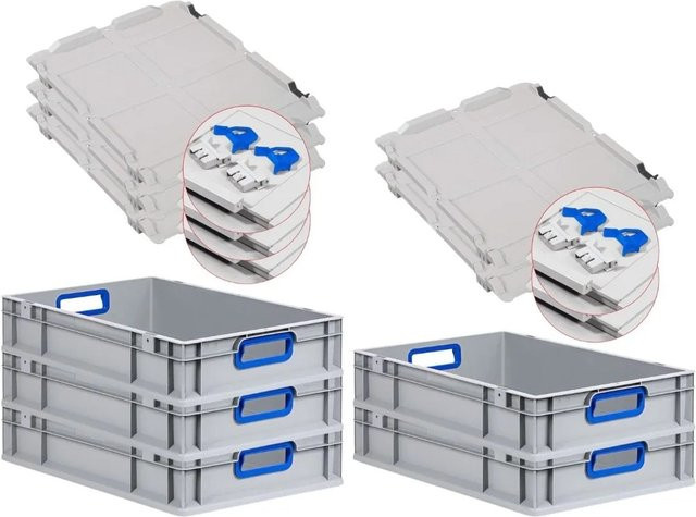 PROREGAL Spar Set 5x Eurobox Nextgen Color mit Scharnierdeckel und Schiebeschnappverschlüssen in Blau, H x B x T: 12 x 40 x 60 cm - Bild 1