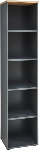 Premium Living Regal Memphis in Eiche Artisan und Graphitfarben, modernes Standregal für Wohnzimmer oder Home Office, B/T/H: 197 x 38 x 45 cm - Bild 1