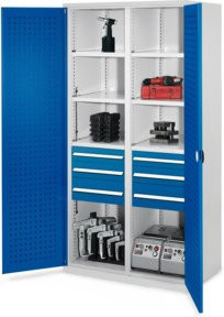 Kappes Schwerlastschrank MMT Mod. 55 aus Stahl mit Lochplatten an den Türen, Farbe Grau, H x B x T: 195 x 100 x 60 cm - Bild 1