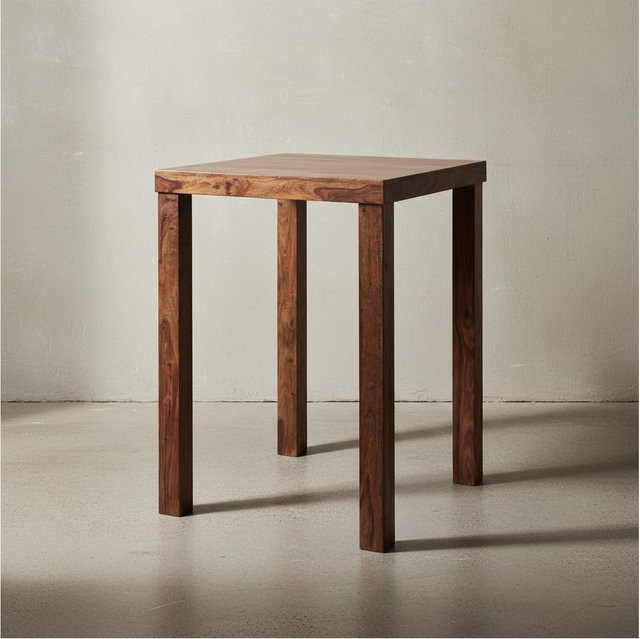 KADIMA DESIGN Rustikaler Bartisch aus Sheeshamholz in Braun, B/T/H: 110 x 80 x 80 cm - Bild 1