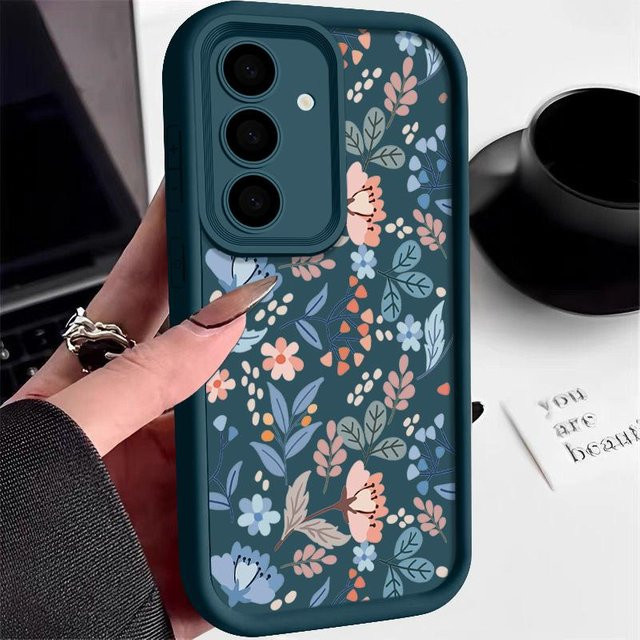 Samsung Handyhülle mit kleinen Blumen in Blau für Galaxy S25 Edge S24 S23 Ultra Plus S24 FE A55 A54 A15 A14 A35 A25 A16 A56 A26 A36 aus TPU - Bild 1