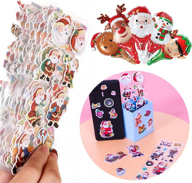 ZYF Weihnachts DIY Dekorationsset mit Handheld-Ballons und Blasen-Aufklebern in Mehrfarbig - Bild 1