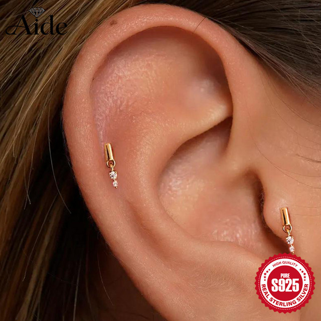 AIDE Piercing-Ohrringe 925 Silber, Zirkonia, Damen - Bild 1