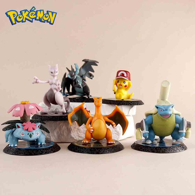 Bandai Pokémon Anime-Figur Pikachu Charizard Blastoise Squirtle Bulbasaur, Actionfiguren, 6-teiliges Set - Bild 1