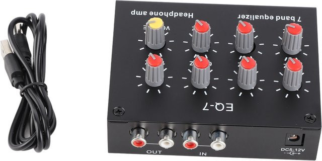 YOSOO 7-Band Digital-Equalizer in Schwarz mit 12 dB und hoher Bass-Anpassung für Zweikanal-Betrieb (DC5V-12V) - Bild 1