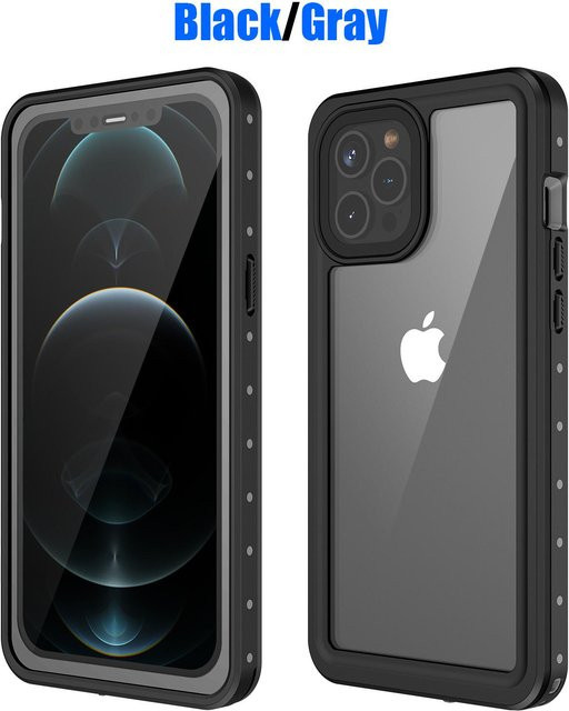 Wasserdichte und stoßfeste Tauchhülle für Apple iPhone Modelle in Transparent oder Schwarz, 10 Meter Schutzhülle - Bild 1
