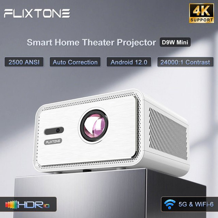 Flixtone D9W Mini Projektor Full HD 1080P 4K Tragbarer Beamer in Weiß