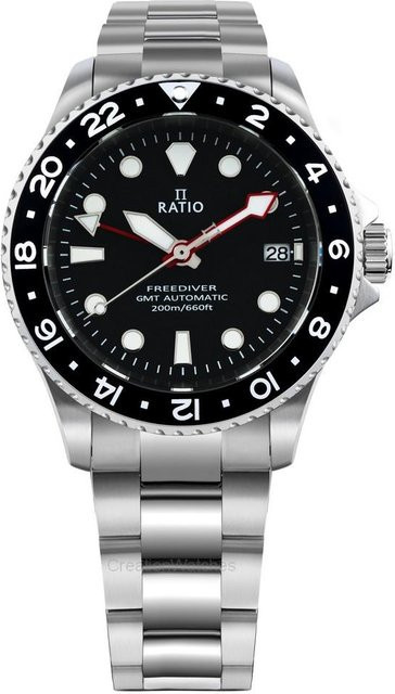Ratio Armbanduhr Automatik, Edelstahl, Saphirglas, Schwarz, Herren - Bild 1