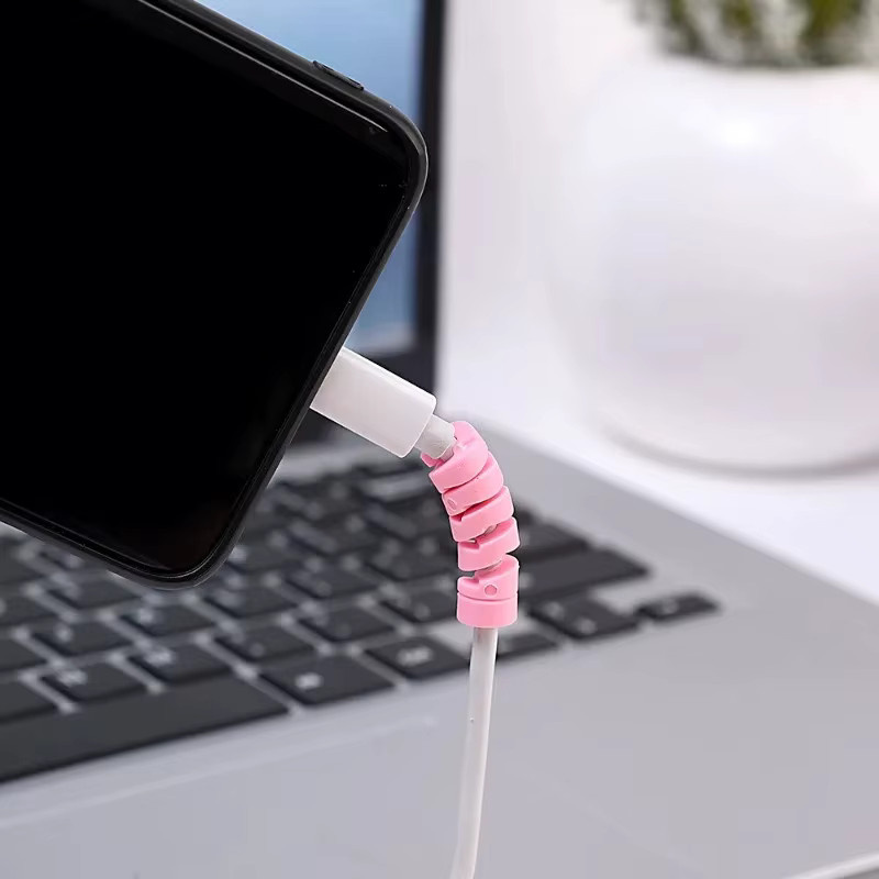 Silikon Kabelprotektor Spirale als Ladekabel Schutzhülle und Wickler für USB Telefon Ladegeräte in 4-20 Stück - Bild 2