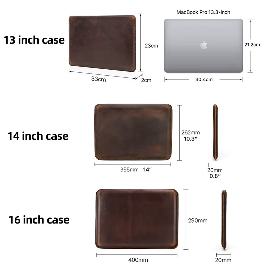 CONTACTS FAMILY Echtleder Laptop-Hülle für Macbook Pro Air und HP DELL XPS, Farbe: Braun - Bild 5