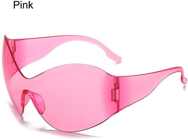 Yiran Health & Beauty Sonnenbrille randlos, oval, Kunststoff, Unisex, Schwarz, Pink - Bild 1
