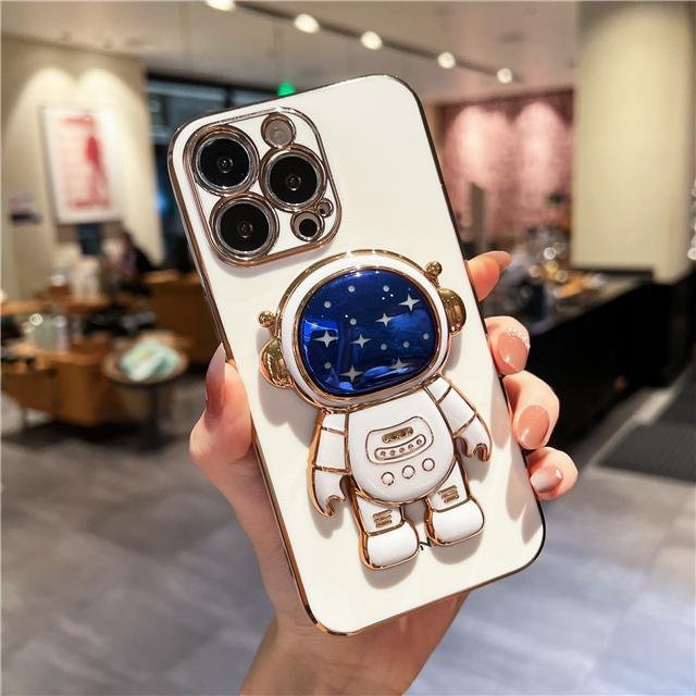 Luxus Star Astronaut Handyhülle mit Standfunktion für iPhone 11 12 13 14 15 Pro Max X XR XS SE 7 8 Plus in Weiß von Bai Fen Bai-Digital 3C - Bild 1