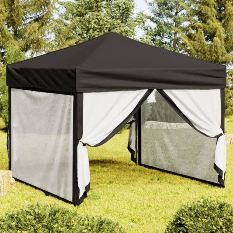 Vidaxl Partyzelt faltbar mit Seitenwänden Schwarz B/T/H: 3 x 3 x 2,25 m - Bild 1