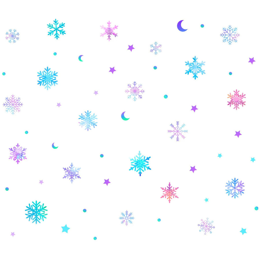 Selbstklebende Weihnachts-Wandaufkleber von DUTRIEUX mit Schneeflocken, Mond und Sternen in Multicolour aus PVC für deine Heimdekoration - Bild 4