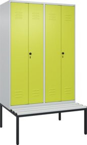 C+P Spind Classic PLUS Schwarz-Weiß mit Sitzbank, 4 Abteile, Sicherheits-Drehriegel, B/T/H: 212,0 x 120,0 x 81,5 cm - Bild 1
