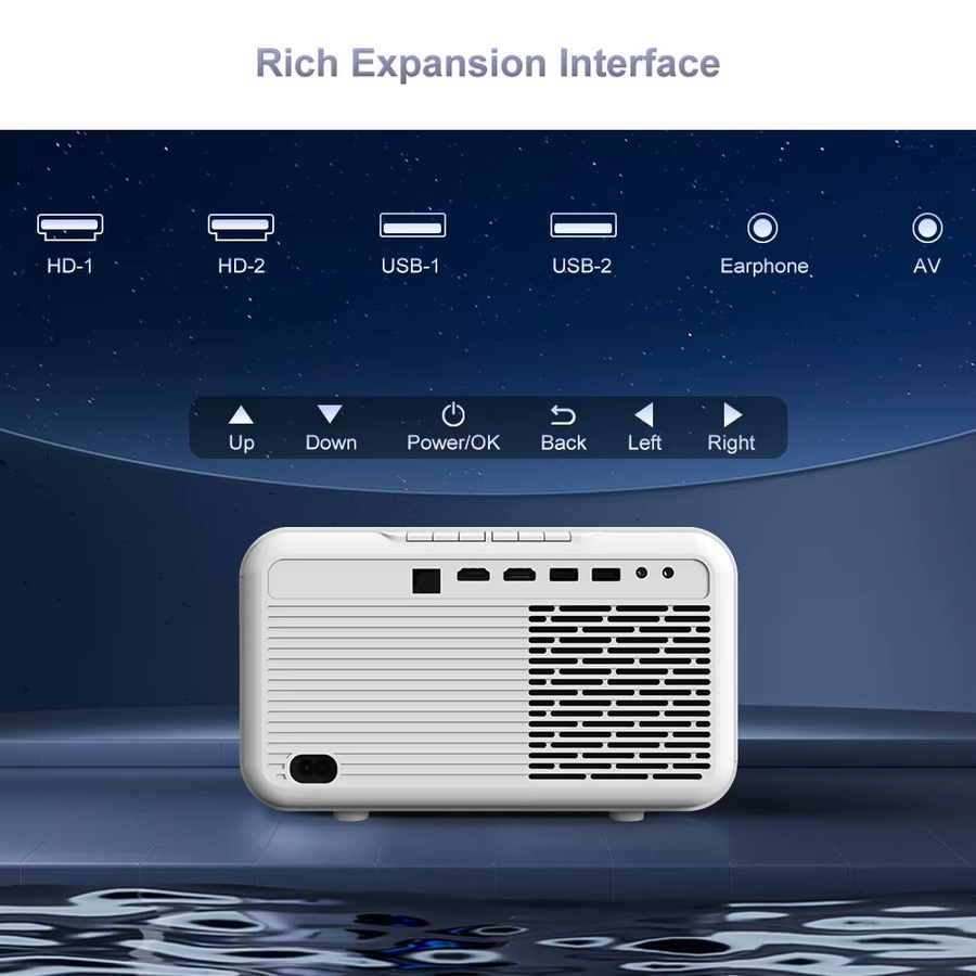 Flixtone D9W Mini HDR10 Projektor Full HD 1080P 4K Beamer mit WLAN und Android in Weiß - Bild 7