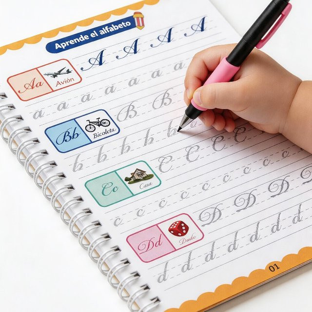 BOHY Spanisches Alphabet-Kalligrafie-Übungsset mit Schreibheft und Rillen für Kinder in Multicolour - Bild 1