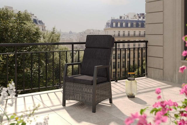 OUTFLEXX Nova Diningsessel aus Aluminium und Polyrattan in Anthrazit/Grau mit Polstern, B/T/H: 58 x 68 x 108 cm - Bild 1