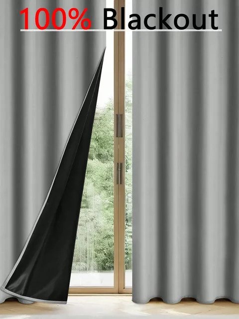 Blickdichter Stoffvorhang mit Ösen für Wohnzimmer und Schlafzimmer, 1-teilig, Breite: 130 cm, Höhe: 100 cm - Bild 1