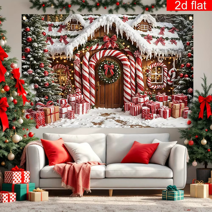 VIKAMA Wandteppich Lebkuchenhaus Weihnachten zur Dekoration für Wohnzimmer und Kinderzimmer - Bild 4