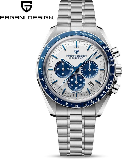 PAGANI DESIGN Armbanduhr, Quarz, Edelstahl, Chronograph, Schwarz, Herren - Bild 1