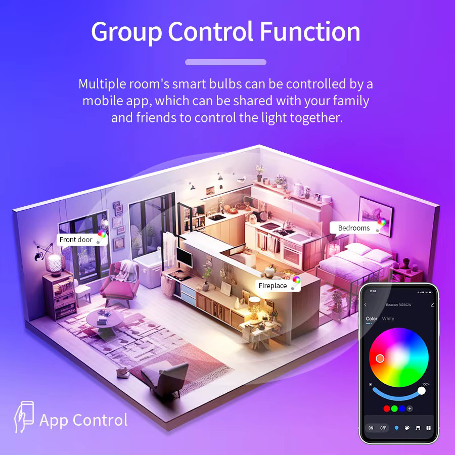 Tuya Bluetooth Smart LED-Lampe E27 9W mit App-Steuerung und Dimmfunktion in Weiß - Bild 4