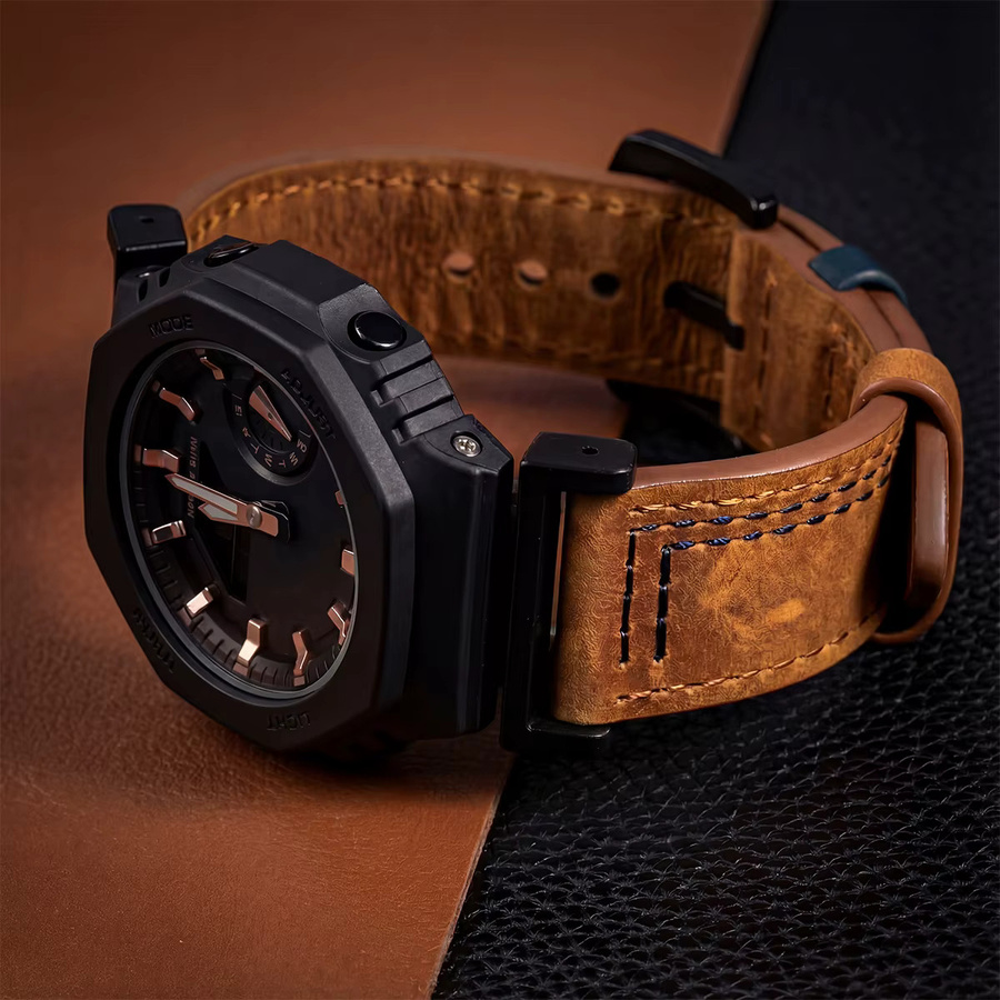 CHIICSMART Uhrenarmband Leder, Schwarz, Unisex - Bild 2