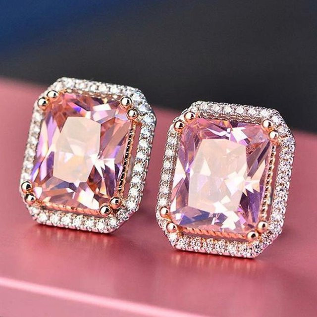 Huitan Ohrstecker, Kupfer, Pink, Zirkonia, Damen - Bild 1