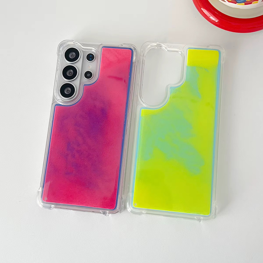 Stoßfeste Soft Shell Handyhülle mit leuchtendem Treibsand Design für Samsung Galaxy S26 S25 S24 S23 S22 S21 Ultra Plus FE in Pink Multicolour - Bild 1