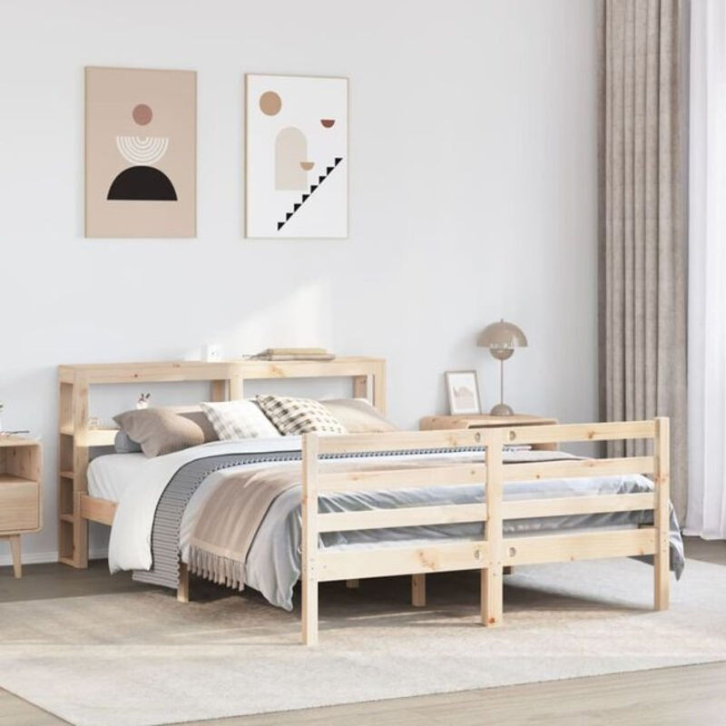 Massivholzbett aus Kiefer in Braun von vidaxl, B/T/H: 120 x 200 cm - Bild 1