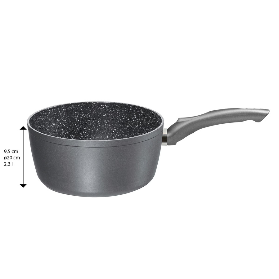 STONELINE Gourmundo Stielkasserolle mit Antihaftbeschichtung, Grau, Durchmesser: 20 cm - Bild 2