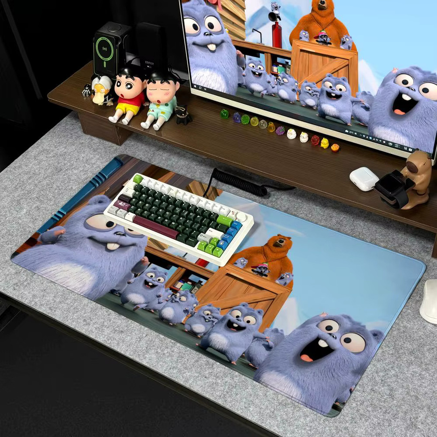 G-Grizzy L-Lemmings XXL Mauspad rutschfeste Gamer-Schreibtischunterlage mit HD-Art-Design, B/T: 90 x 40 cm, mehrfarbig - Bild 3