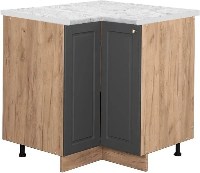 Vicco Eckunterschrank Fame-Line in Anthrazit-Gold und Eiche mit Marmor-Optik, B/T/H: 80,5 x 60,0 x 82,0 cm - Bild 1