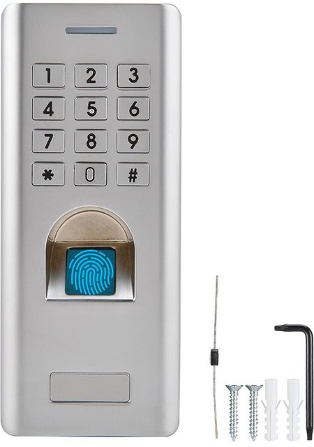 KONNWEI Wasserdichter Fingerabdruckleser mit Tastatur und Passwort für die Türzugangskontrolle in Grau/Silber - Bild 1
