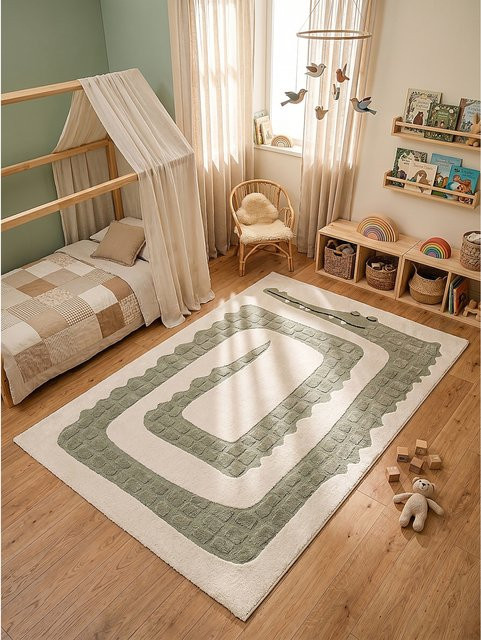 Kinderteppich Kadima Design in Creme, pflegeleicht und modern mit Tiermotiv, B/T: 200 x 290 cm - Bild 1