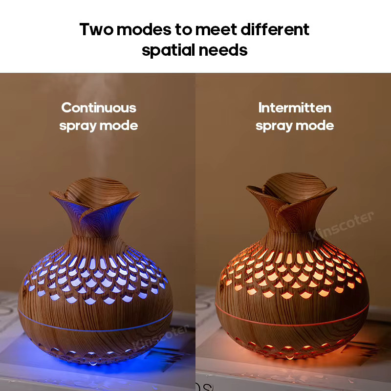 Kinscoter Aroma-Diffusor Woodgrain Ultraschall-Luftbefeuchter in Braun, 300 ml, tragbarer Mini-Desktop-Luftreiniger mit USB-Anschluss - Bild 2