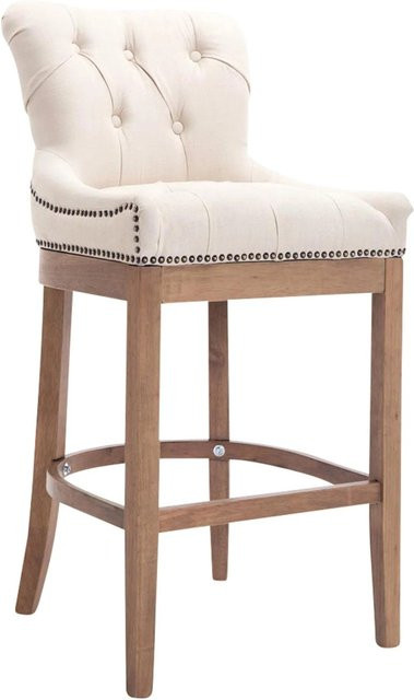 DELUKE Barhocker KAGAD mit Lehne aus Stoff in Creme Braun, B/T/H: 55 x 57 x 109 cm - Bild 1