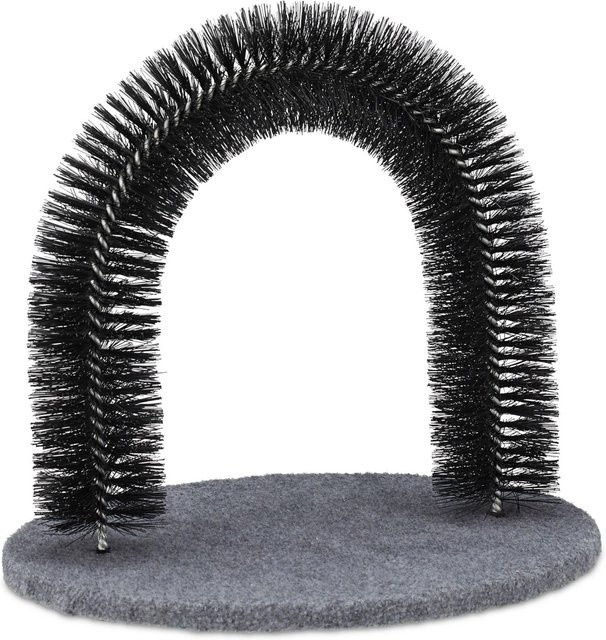 Relaxdays Enthaarungsbogen für Katzen in Schwarz und Grau mit Katzenminze, B/T/H: 38 x 36 x 28,5 cm - Bild 1