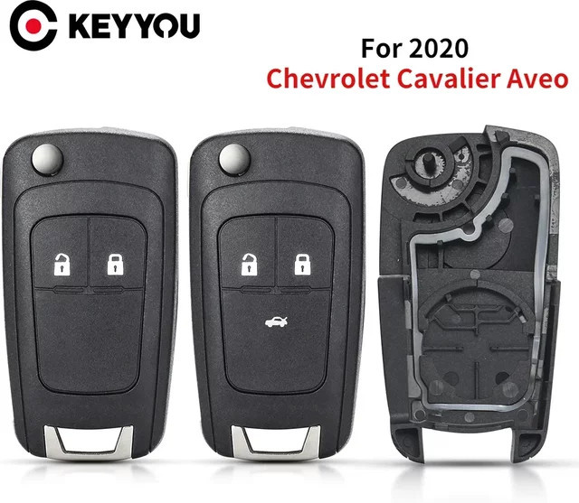 KEYYOU 8er Set Auto Schlüssel Gehäuse für Chevrolet Cavalier Aveo 2020 mit HU100 Klinge, 2/3 Tasten Flip Klapp Fernbedienung Shell in Schwarz - Bild 1