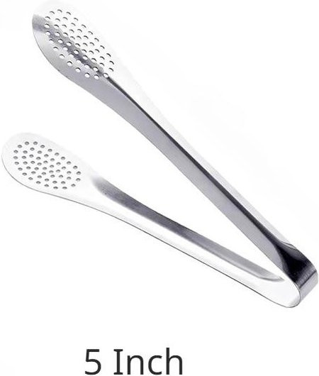 Chenxiaogang Edelstahl Lebensmittelzange in Silber, hitzebeständige Küchenzange für Grillen und Kochen, 12,7 cm - Bild 1