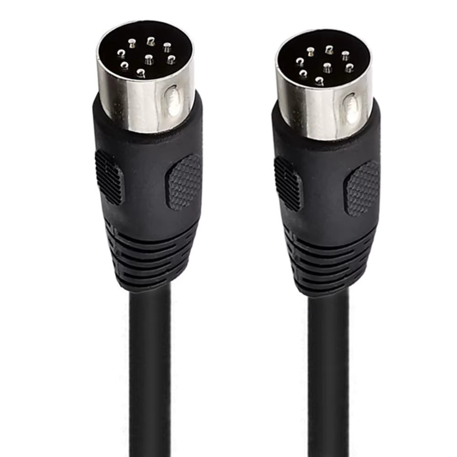 UXG DIN 8-poliges Audio-Verlängerungskabel mit 90-Grad-Winkel, Stecker auf Stecker und Buchse, Schwarz - Bild 4